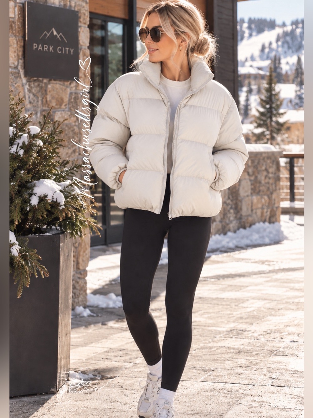 Aritzia Babaton Park City Puffer Jacket Ivory Cream Goose Down Size Small